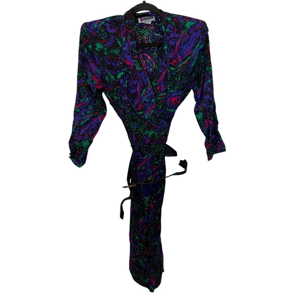 Juniors Kimono Dress Multicolor Paisley Womens Size 11-12 Belted Long Sleeve
